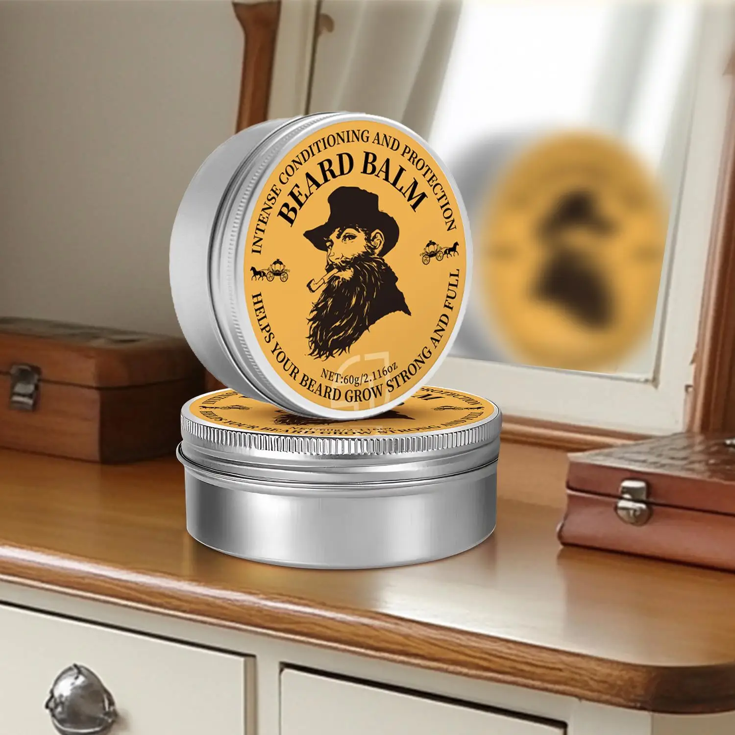 LANTHOME Wholesale NEW 100% Organic Natural Beard Care Wax Balm Men Beard Care Styling Moisturizing Effect Beard Conditioner