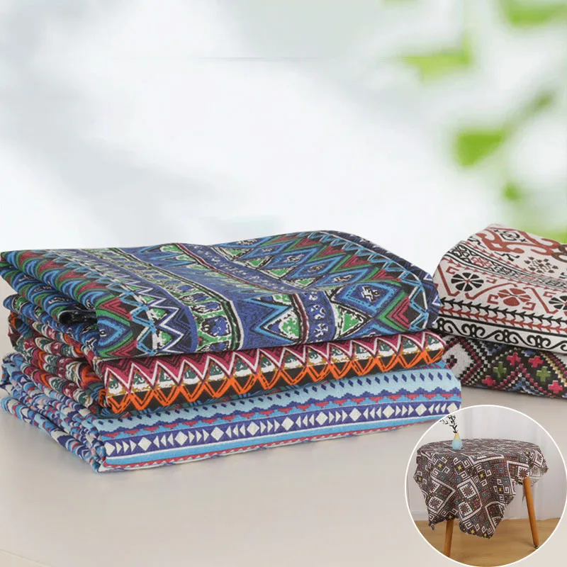 National Pattern Printed Linen Cotton Fabric For Pillow Curtain