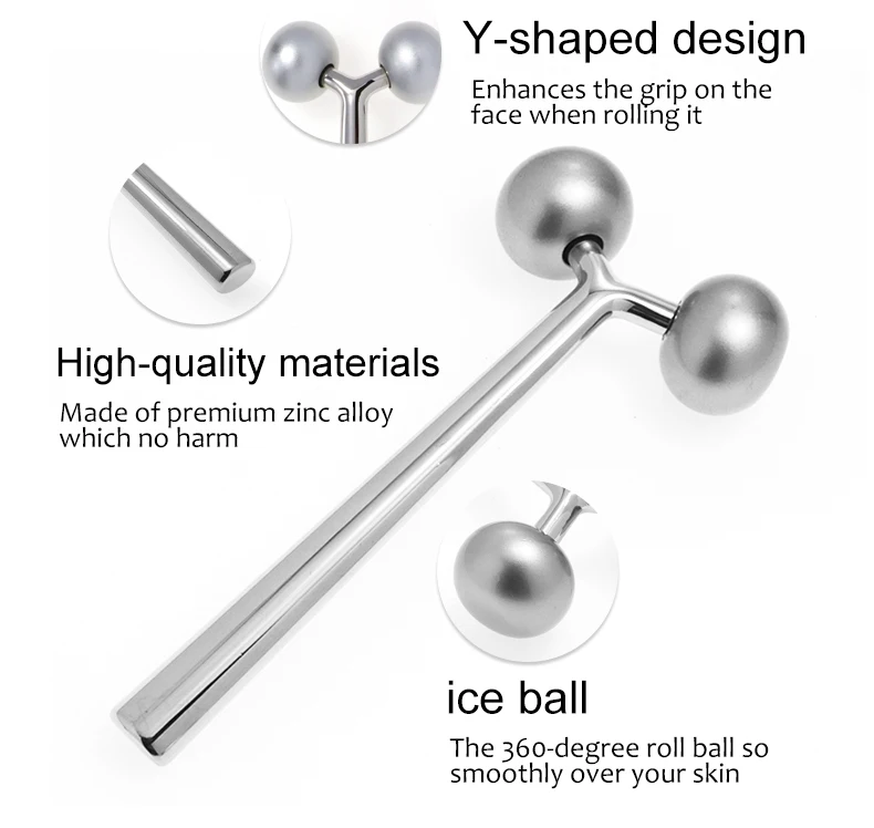 3D Face Sculpting Double Chin Reduce Tool Skin Massage Silver Facial Roller for Face Lifting