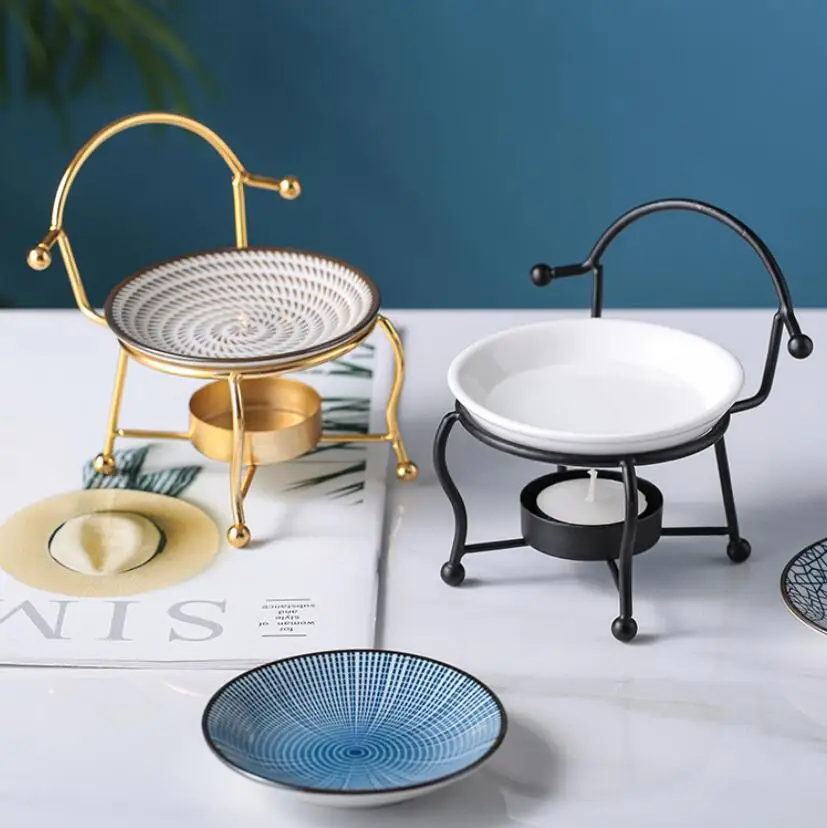 aromatherapy stove candle wax burner gold steel essential oil burner