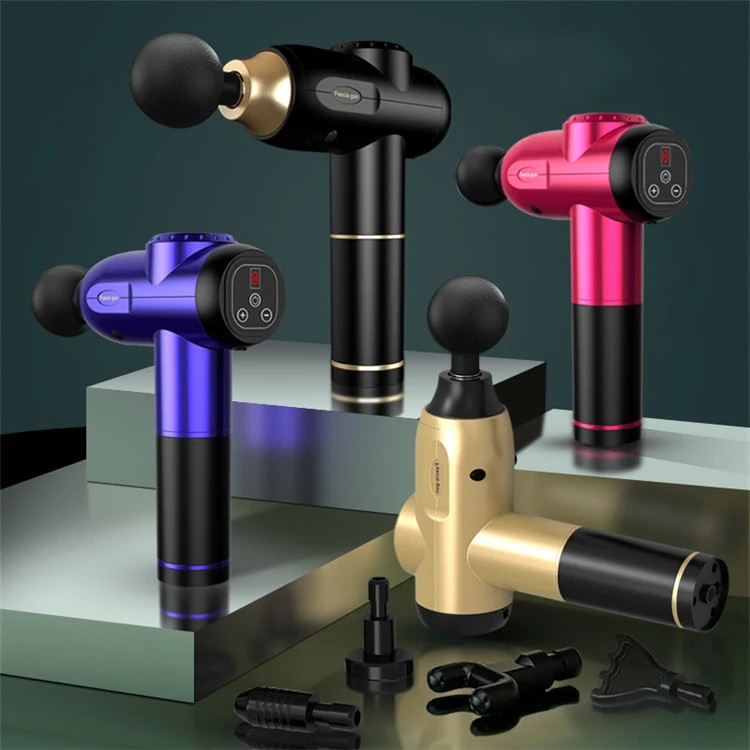 Massager Electric Fascia Gun 4 Tube Muscle Massage Gun 2020 Deep Pressure Body Theragun Massager Fit Gun Small Size Cradle