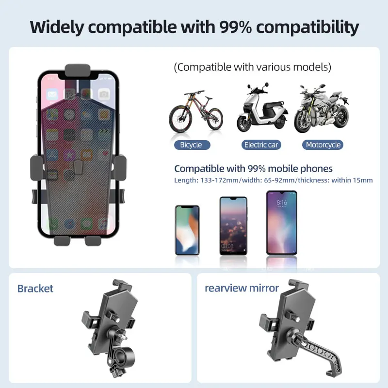 Hot Factory Wholesale Bicycle Mobile Phone Seat Car Rearview Mirror Waterproof Quick Detachable Mobile Phone Bracket