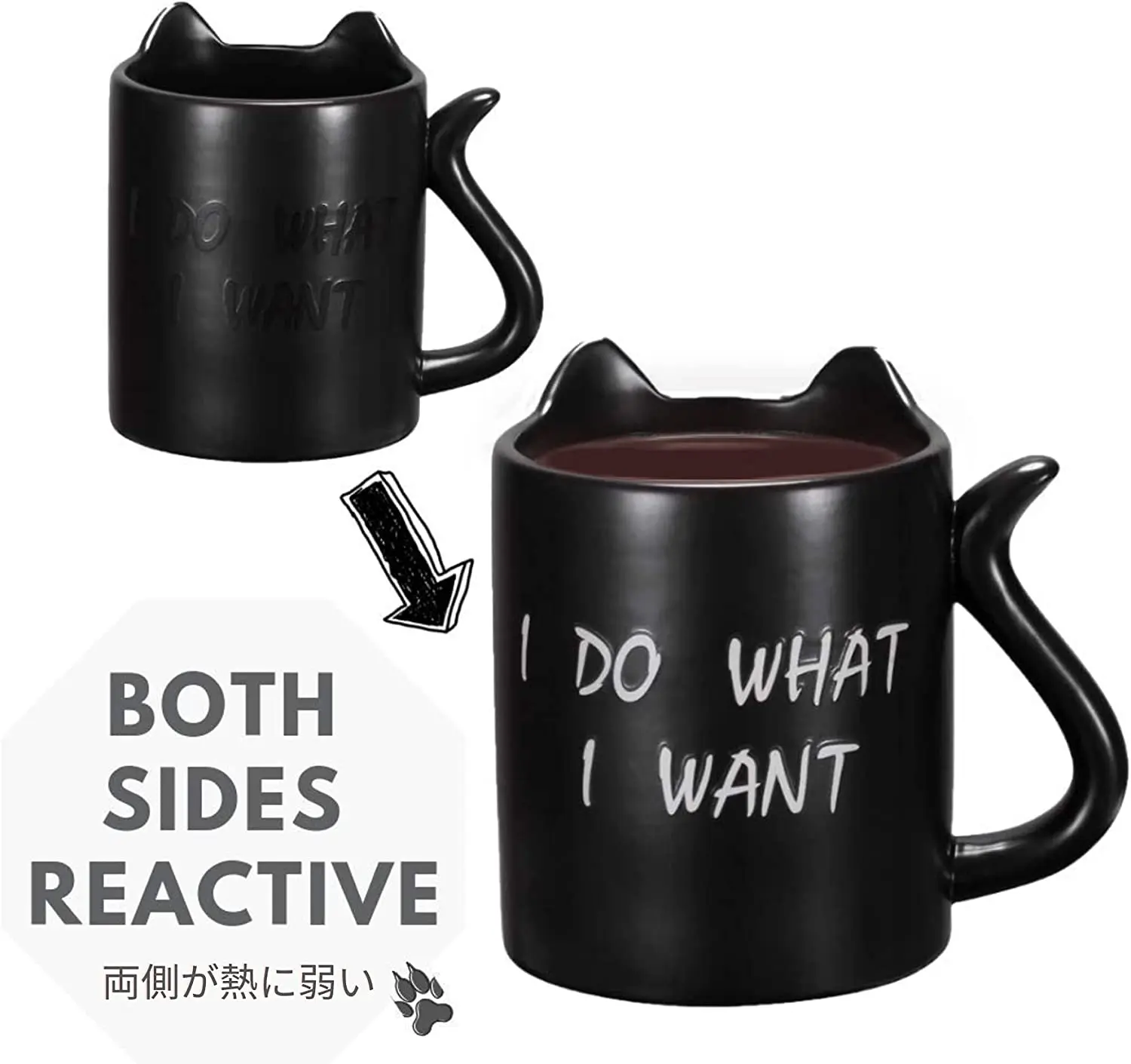 Funny  magic mug Cat Coffee cups For Cat lovers Heat sensitive Color changing mug