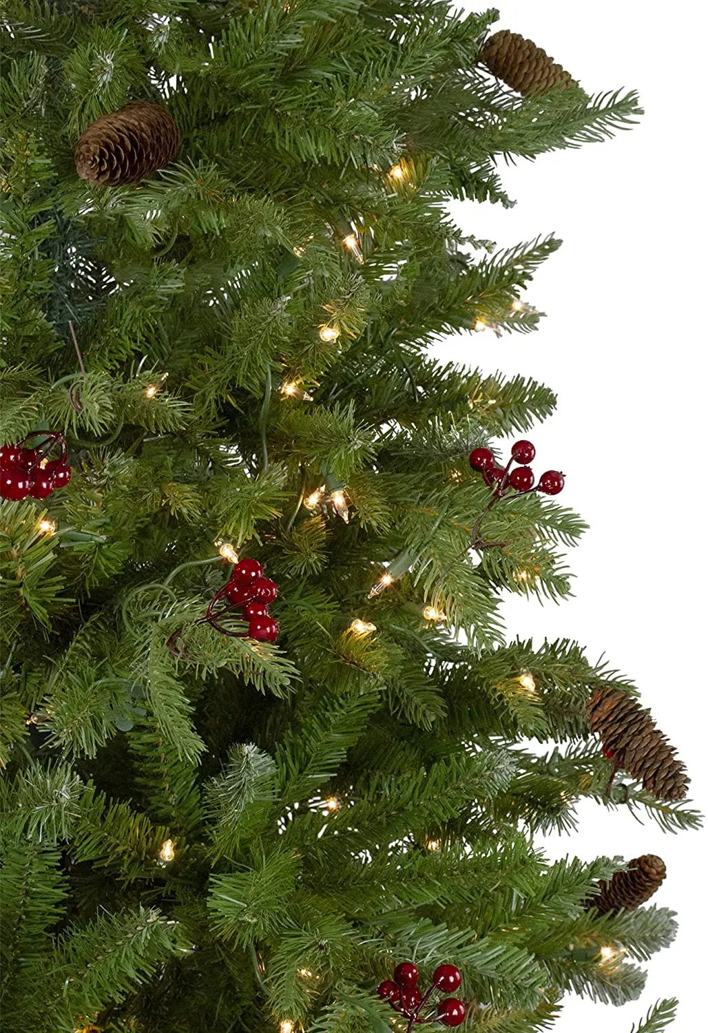 6.5 Ft Pre-Lit Mixed Winter Berry Pine Artificial Christmas Tree with  Clear Lights for Holiday Decor