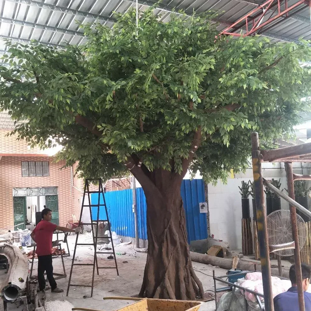 China Factory Big Fake Tree pink leaves Artificial Ficus Banyan Tree for Sale