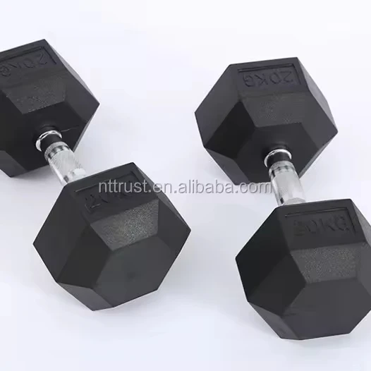 Wholesale Hot Sell Free Weight Fitness Equipment Rubber Hexagonal dumbbells