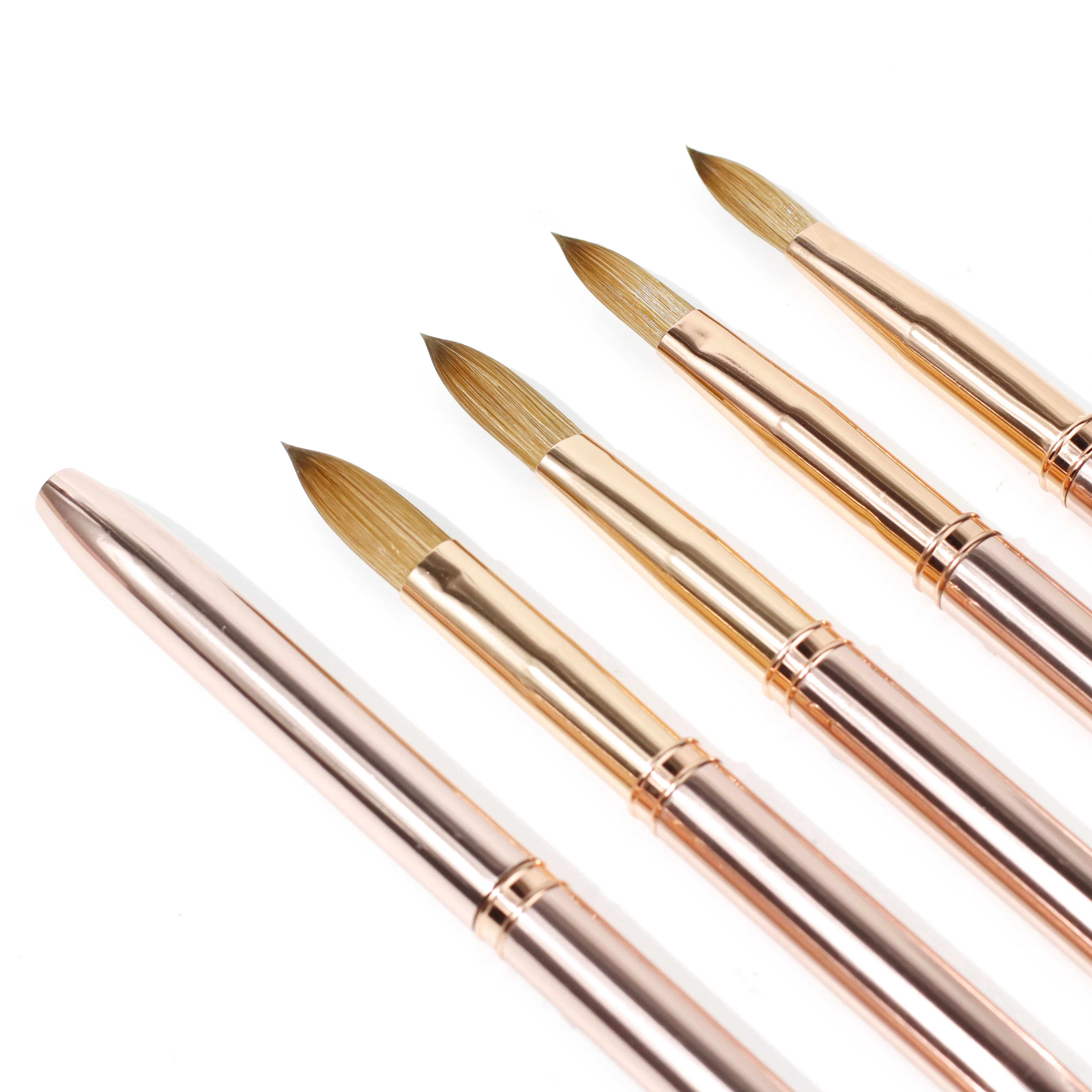 Оптовая продажа 100 чистые колинские акриловые кисти для ногтей с металлической ручкой размер #12- #20