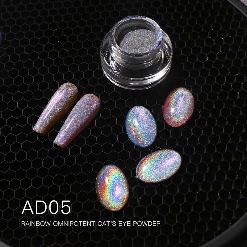 50 grams each bags rainbow effect holographic cat eye magnetic nails pigments
