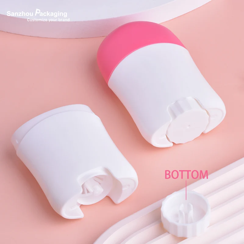 30ml/50ml/75ml empty ECO plastic twist bottom flat oval rotating push up deo stick container sunscreen packaging