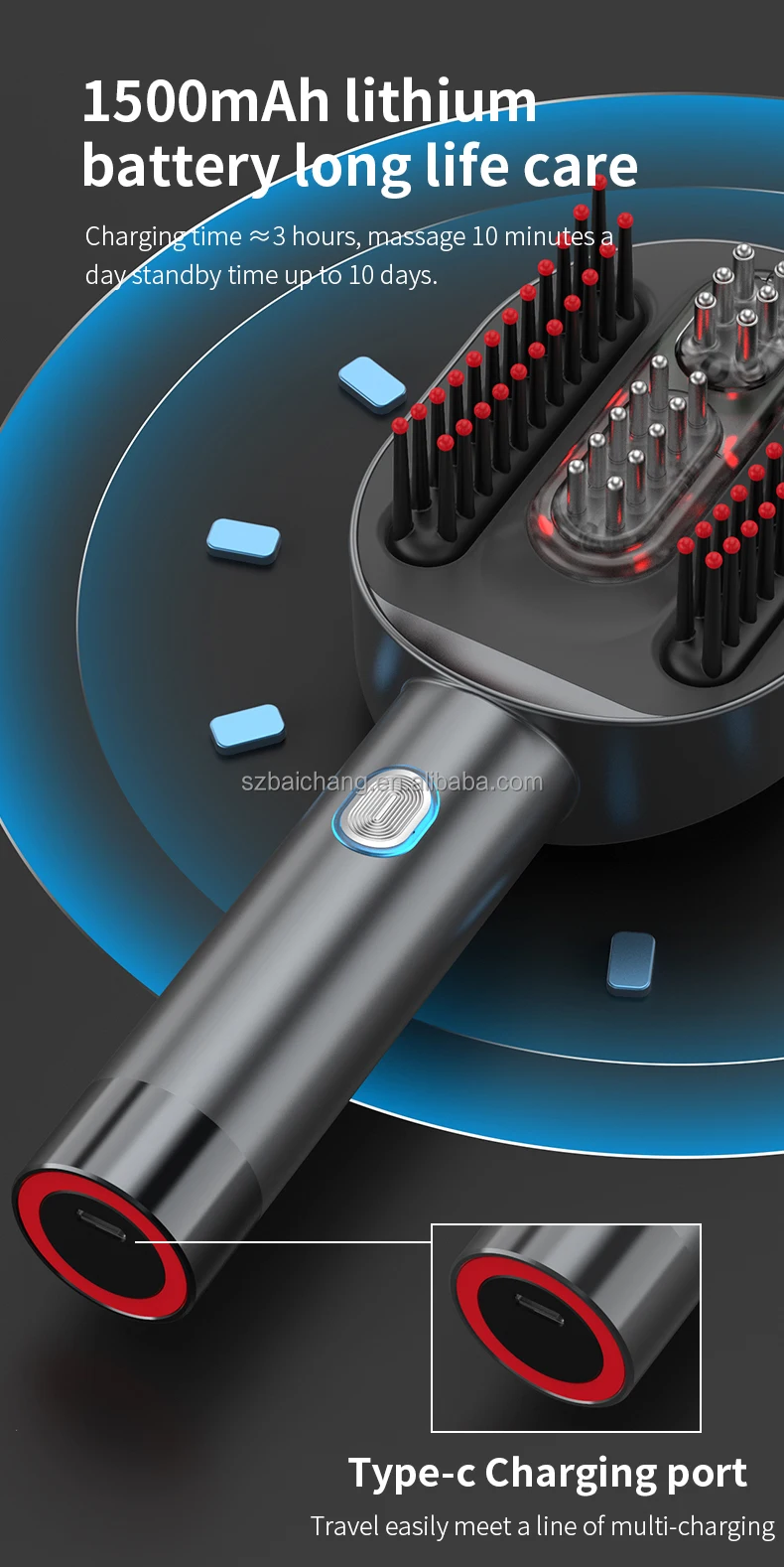 EMS Electric Massage Comb red light Laser Hair Scalp massager red light Scalp massager brush for hair growth