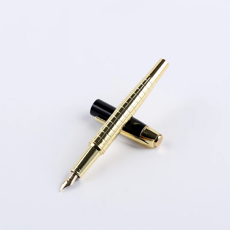 new Customized Logo Black And Gold Flex Nib Metal brass copper Fountain Pens Luxury For Business