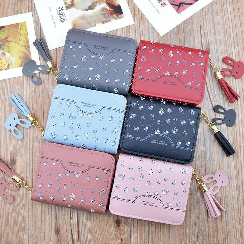 Custom E2552 Short Women Wallets Mini Wallet Purse Small Fresh Card Package Thin Coin Bag Girl Money Bags Fashion Bus Card Id Ca
