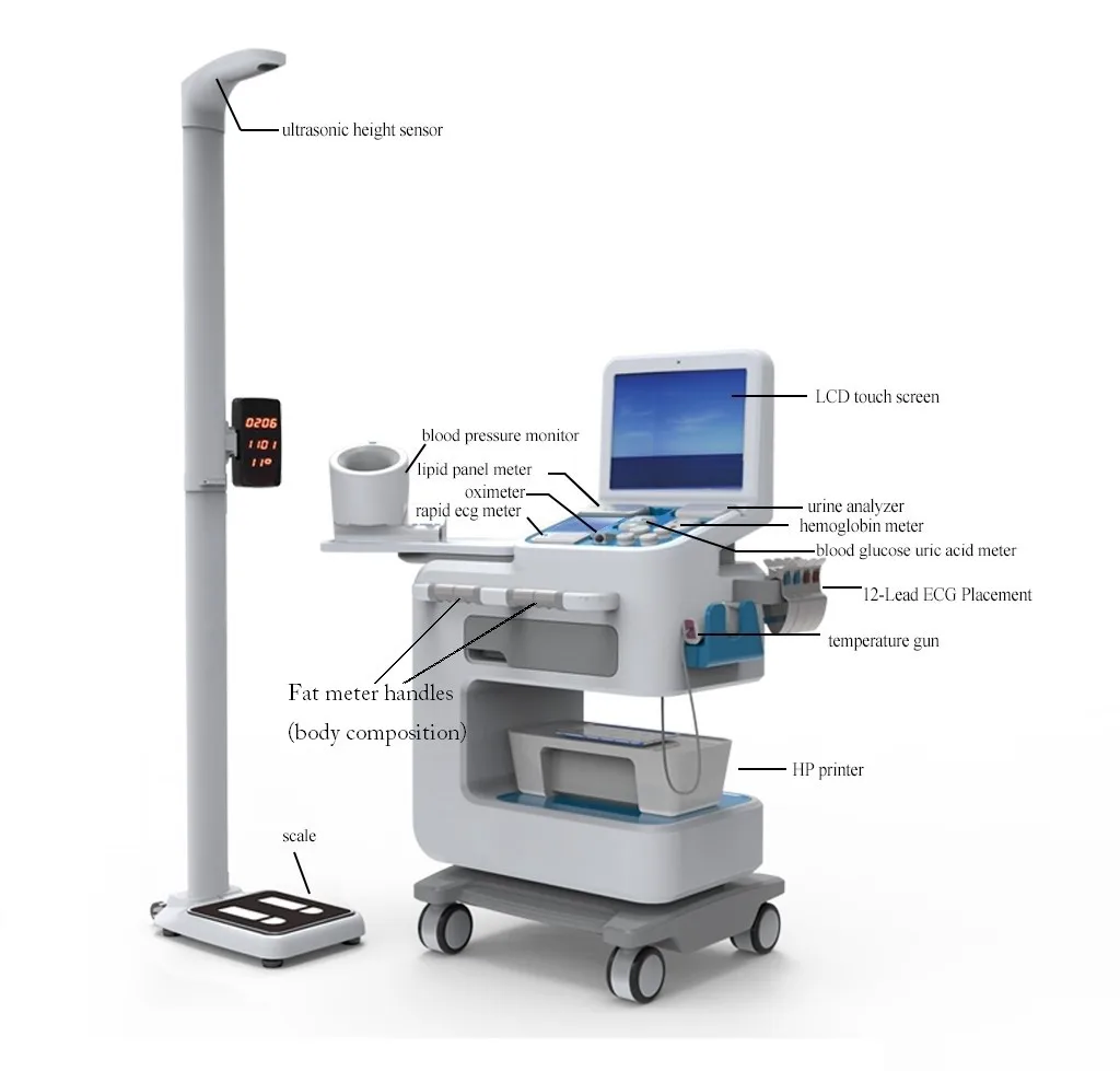 Health examination kiosk health analyzer Machine height weight bmi body composition scale full body checking machine