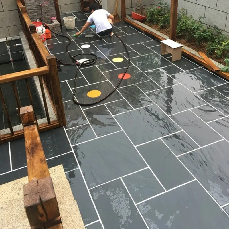 Chinese wholesaler black slate rock paving floor tile Wall veneer