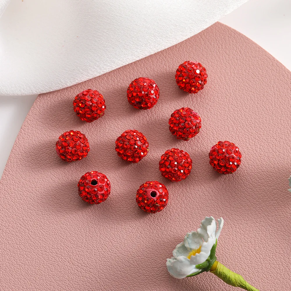 100pcs/bag 10mm Crystal Rhinestone Beads DIY Wholesale round Ceramic Crystal Ball jewelry for Jewelry Making