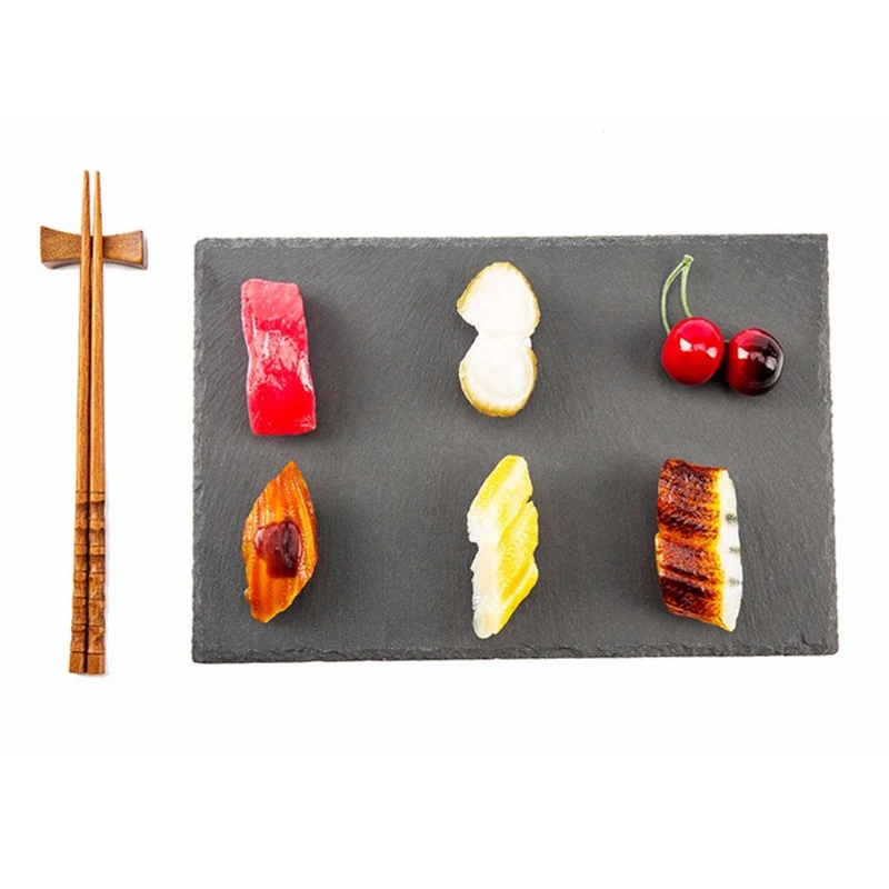 amazon best selling natural black stone sushi slate plate make in china