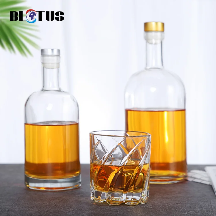 Custom Whiskey Glasses And Whiskey Bottle  Clear Round Classical For Brandy  Tequila Liquor For Fathers Day DIY Whiskey Making