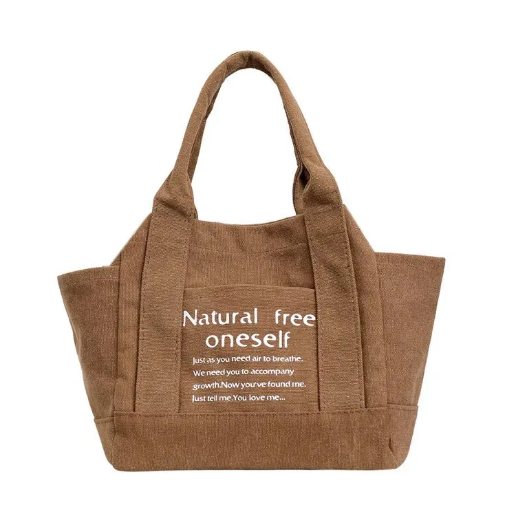 2021 Factory Direct Sales Thick Canvas Shopping Tote Ladies Shoulder Bags For Girls Students Commuter Bag Women Handbag For Sale