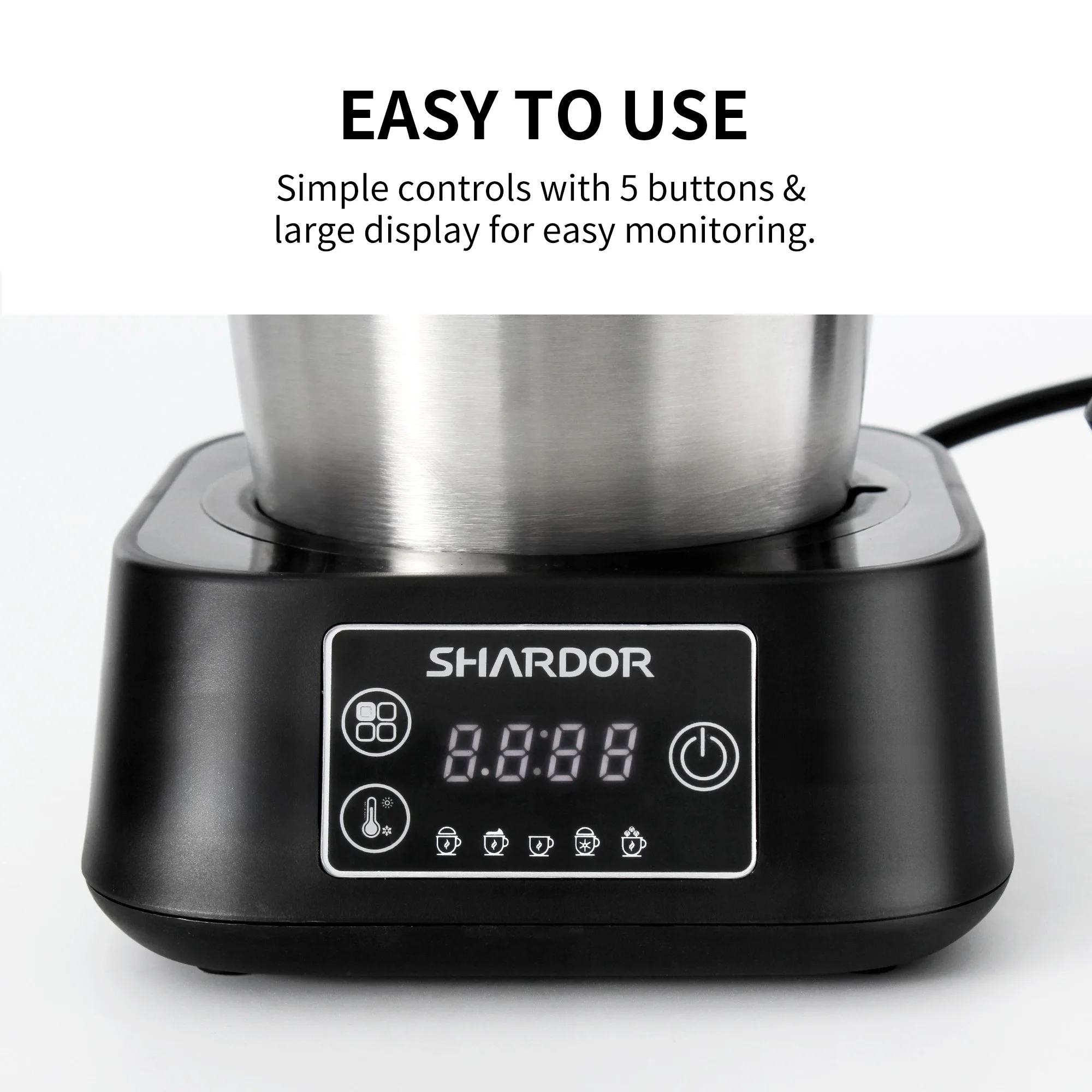 17oz Electric Milk Steamer Stainless Steel Cold Hot Milk Touch Screen 5 in 1 Cappuccino Multifunction Milk Steamer