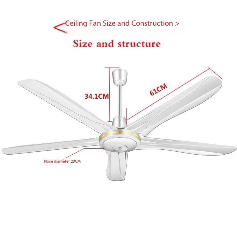 Hot Selling 56 Inch Pure Copper Electric Fan High Power 100W Large Air Volume Mute Five Iron Leaf Engineering Ceiling Fan