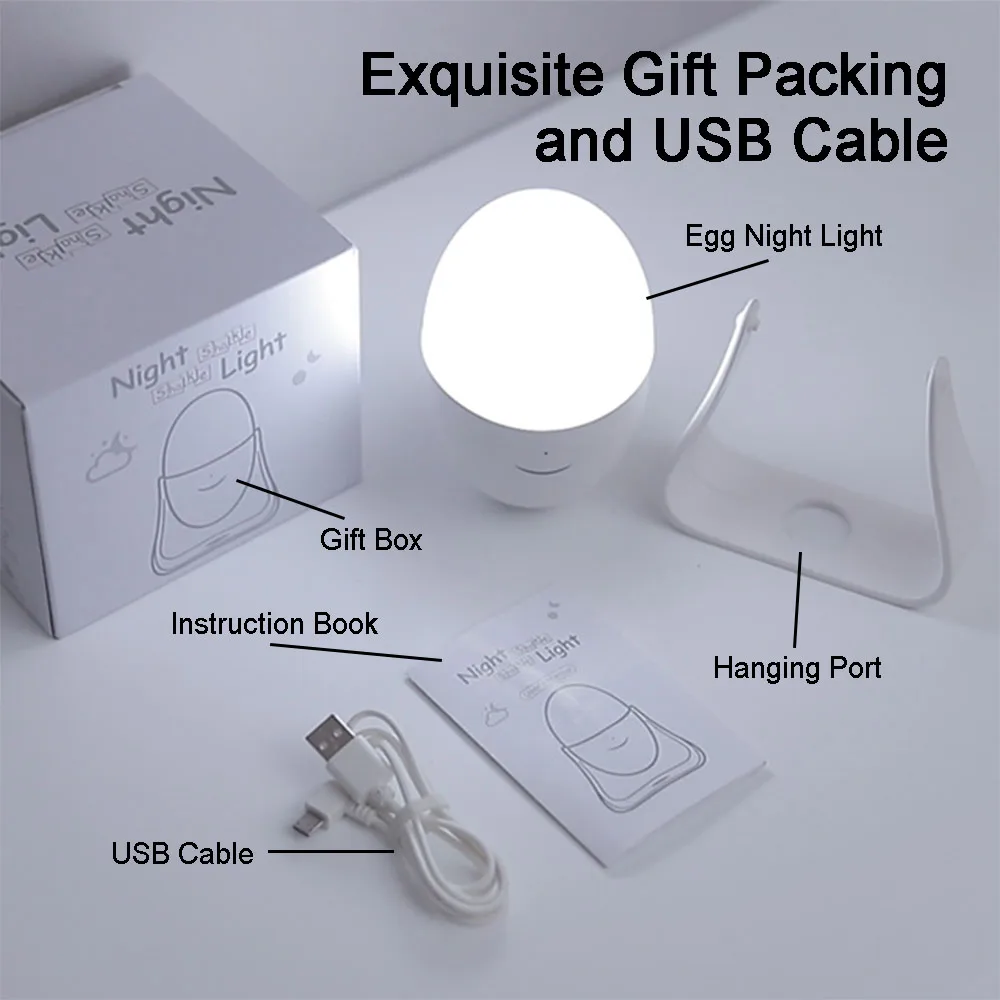 New Year Design Amazon Hot Sale White Geometry Lamp Portable Intelligent Touch Control Feeding Baby Night Hanging Wall Light LED