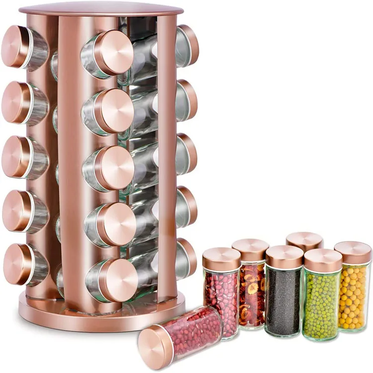 Seasoning Cabinet Revolving Label Drawer Holder Tower Rotating Spice Rack Organizer Storage Space Saving Spices Organizers