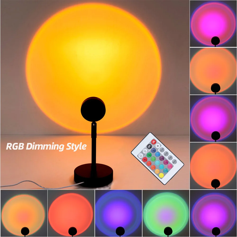 
LED Night Light Sunset Led Lamp RGB 16 Colors sunset lamp remote for Living Room Bedroom Background Wall Decoration 