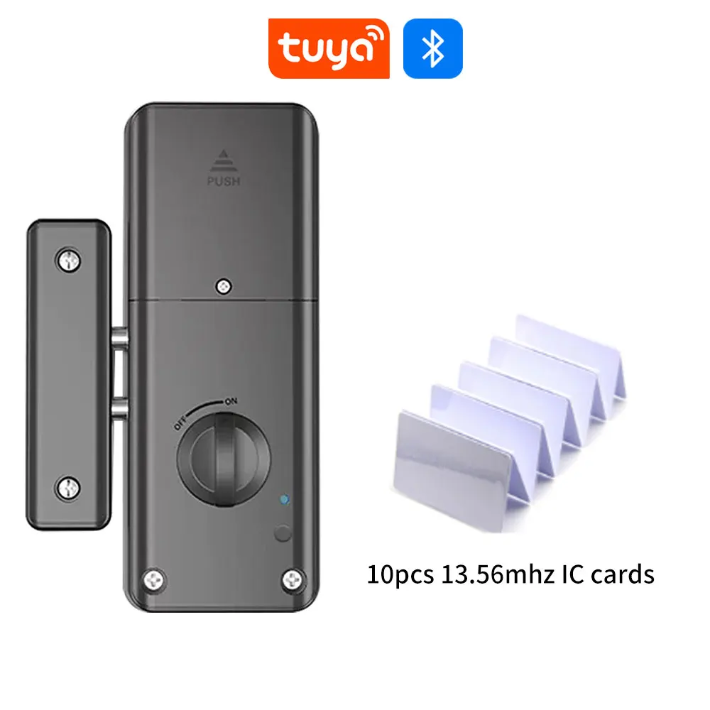Bluetooth Tuya APP Control 13.56mhz IC Card Smart Invisible Lock Keyless No Drill Concealed install Motor Lock For Wooden Door
