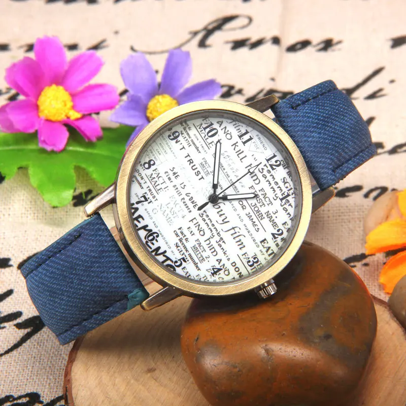 Fashion Jean Denim Fabric Band Dress Ladies Watch Casual Men Women Wristwatches Quartz Watch Gift Horloges Relogio Feminino