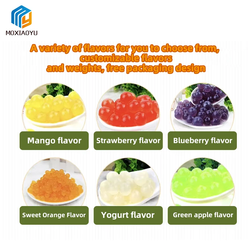Moxiaoyu Organic Customized Fruit Flavors Konjac Jelly Popping Boba Instant Bubble Tea Ingredients Konjac Boba Pearls