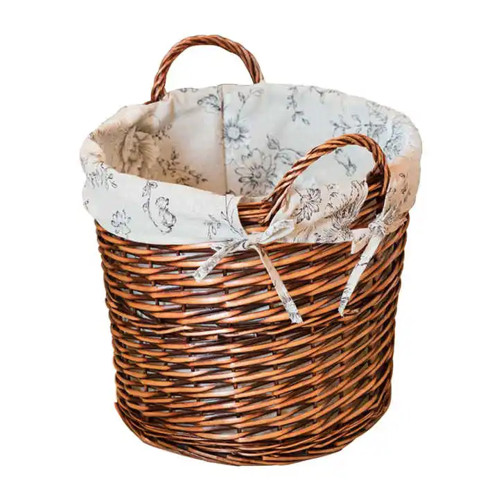 Kingwillow High Quality White round Laundry Storage Basket Foldable Plastic and Metal Willow Rattan for Bathroom Sundries