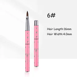 High Quality Pink Diamond Metal Rod Pure Sable Hair Nail Tool Pen Kolinsky Acrylic Brush Brushes Set 6 8 10 12 14 16 18 20