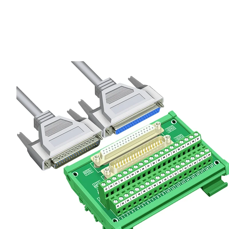 Dual DB37 D-Sub DIN Rail Mount Interface Module RS232 Connector Serial Null Modem Cable ,DB37-FM and DB37-Male to Female 1M