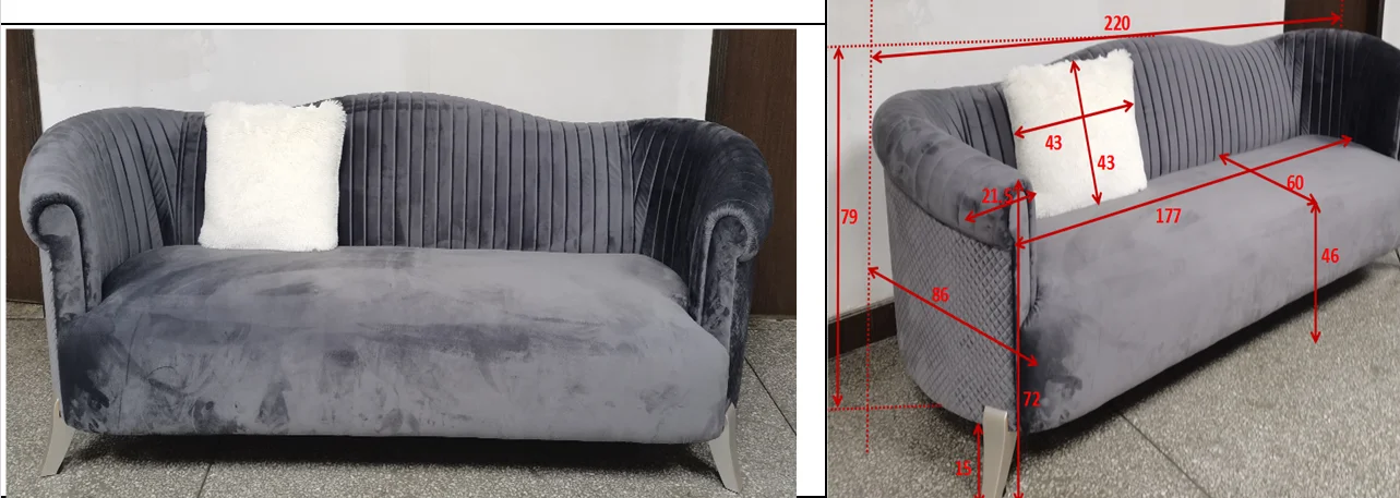 Nordic style gray Dutch VELVET SOFA combination living room furniture