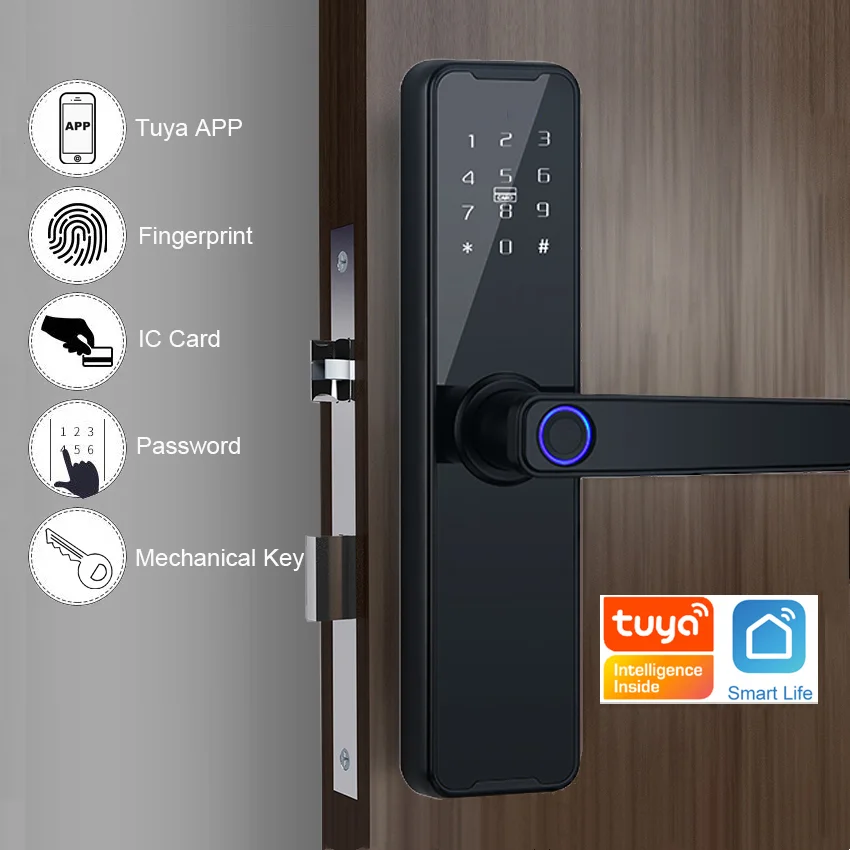 High Security Anti Theft Biometric Finger Print Electric Digital Fingerprint Zigbee Tuya Smart Door Lock