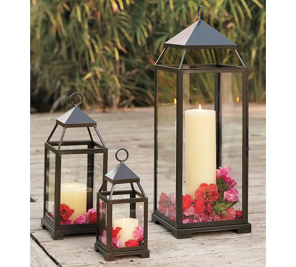 Factory direct metal frame lanterns Europe custom color outdoor hanging LED candle lantern outdoor decorative light