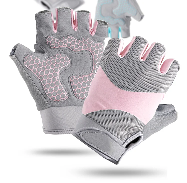 Half Finger Cycling Gloves Womens Silicone Pad Shock Absorbing Bicycle Gloves Mountain Bike Gloves