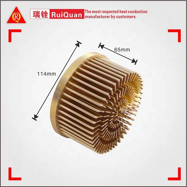 Custom LED High Performance Round COB Lighting Pin Fin Cold Forged Heatsink Aluminum