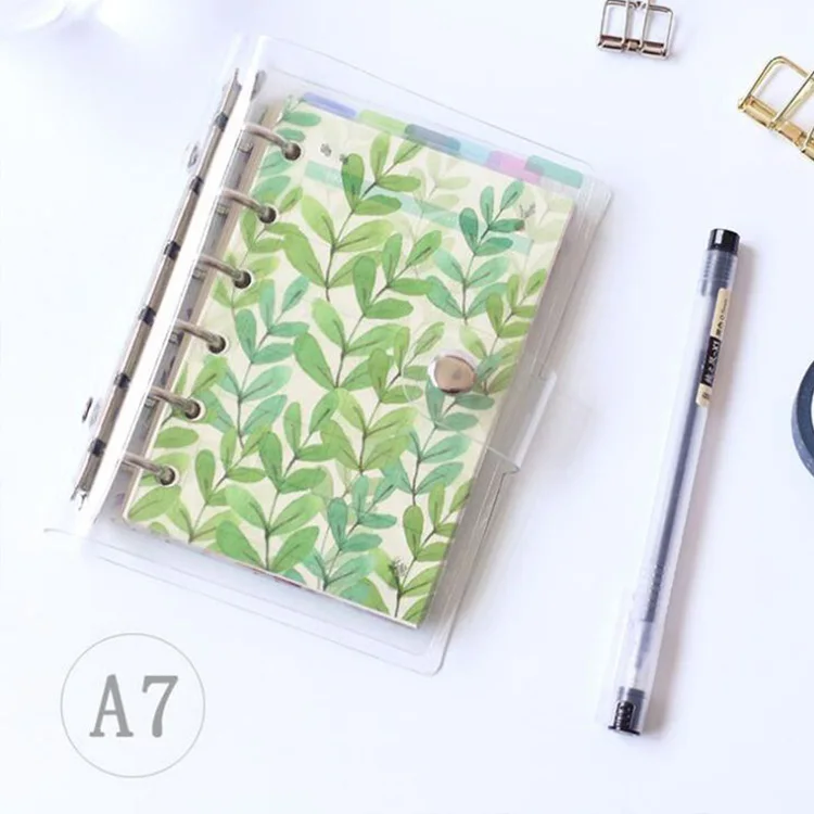 customized crystal spring b5 art journal a7 dairy colored easy ring 3 ring binder spiral paper notebook with pen