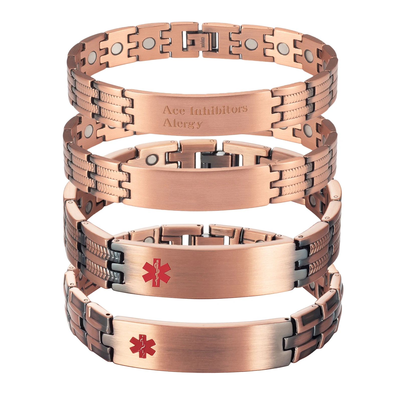 Медный браслет на цепочке с гравировкой