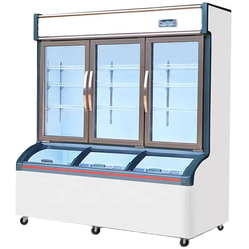 Commercial large vegetables drink display freezer ice cream freezer for supermarket and C-store preservation freezing cooler dis