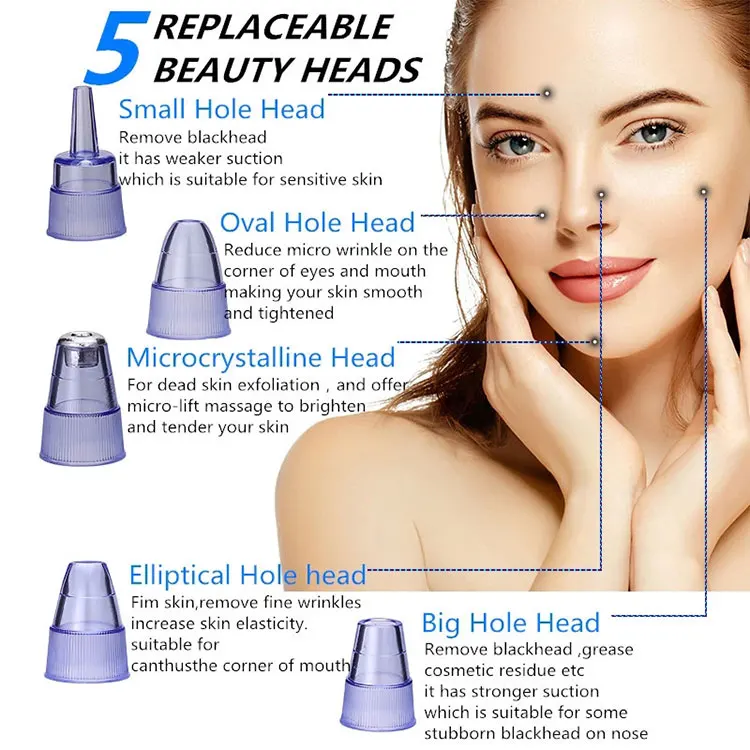 Professional Portable Electric Face Vacuum Suction Blackhead Cleaner Tool Rechargeable Vacuum Blackhead Remover