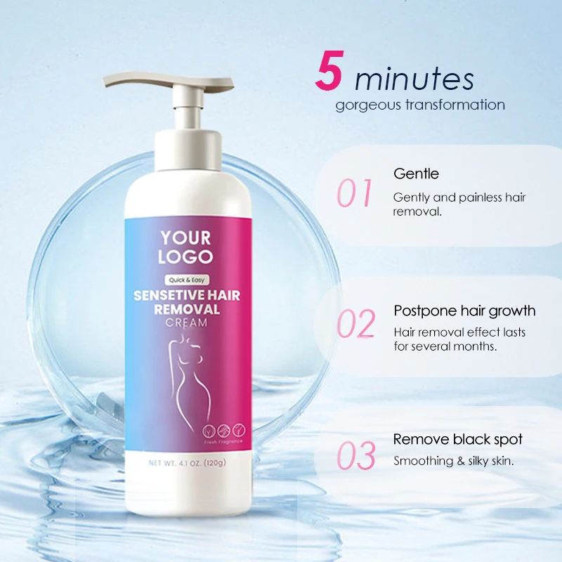 Wholesale OEM Private Label Cosmetics Women Men Organic Natural Permanent Removal Body Facial Lotion Hair Remover Cream