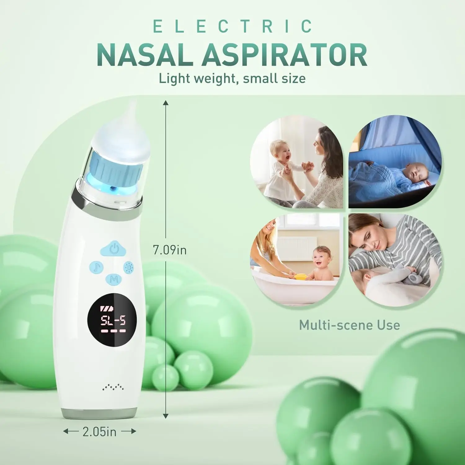 Food Grade Silicone Baby Nose Cleaner Sucker Electric Baby Nasal Aspirator With Music