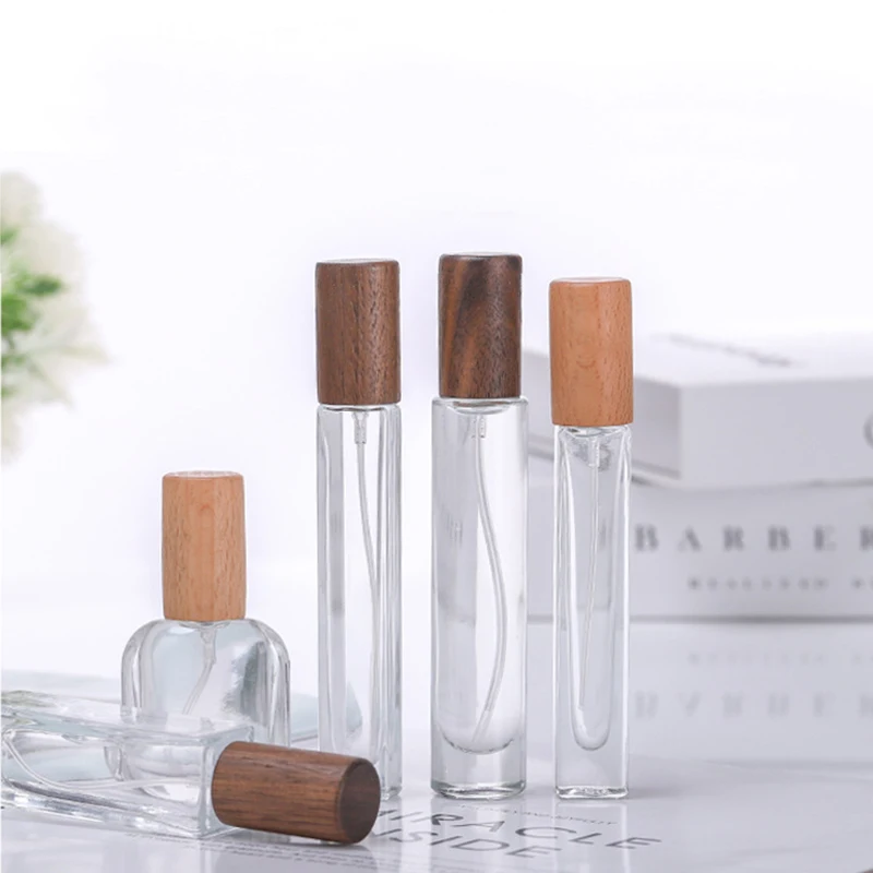 8ml 10ml  Luxury Cylinder Parfum Botol Perfume Bottle Empty Fragrance Spray Bottle with fine mist spray wood cap bamboo caps