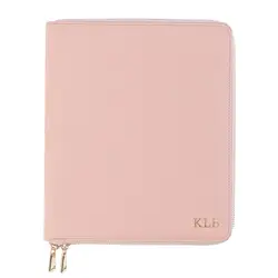 Pink A5 Documents Folder PU Leather Compendium Zip with Notepad