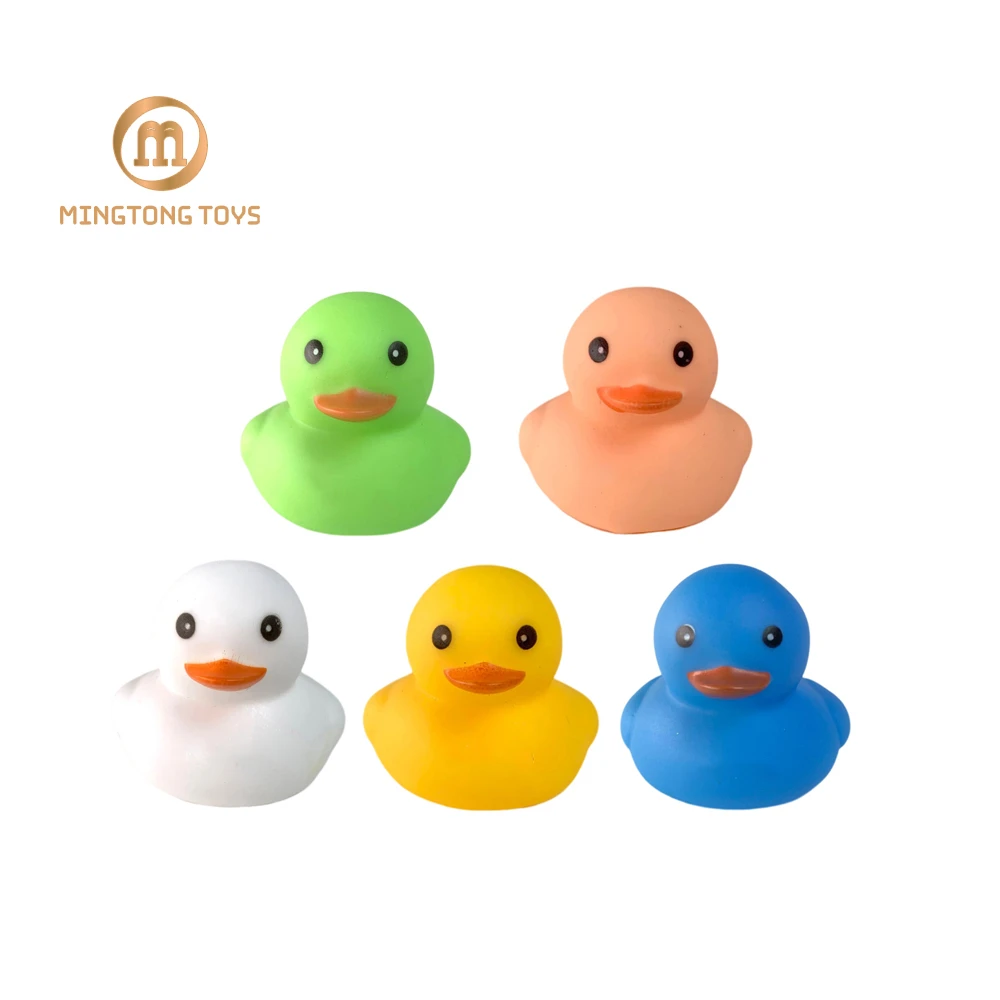 Baby vinyl pvc plastic custom logo yellow white green blue assorted bulk small floating toy sound squeaky mini rubber bath duck