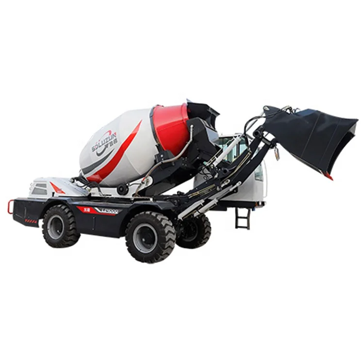 LUZUN 4.0cbm new design integrated chassis 2 wheels steering 91kw diesel engine self loading concrete mixer truck