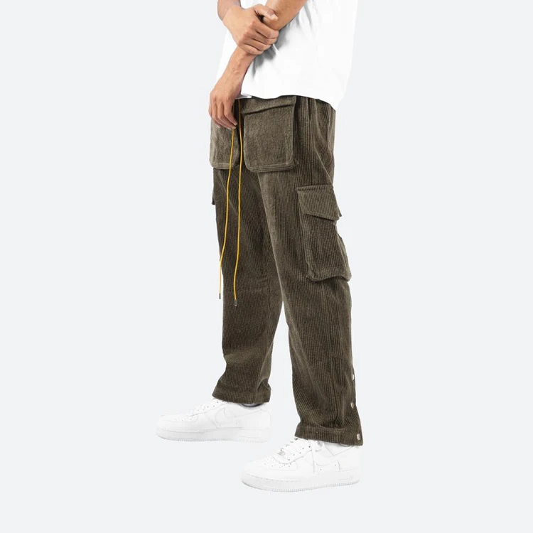 Diznew Custom Men Streetwear Corduroy Stack Pants Style Elastic Drawstring Relax Fit Mens Harem Pants Spandex / Cotton Casual