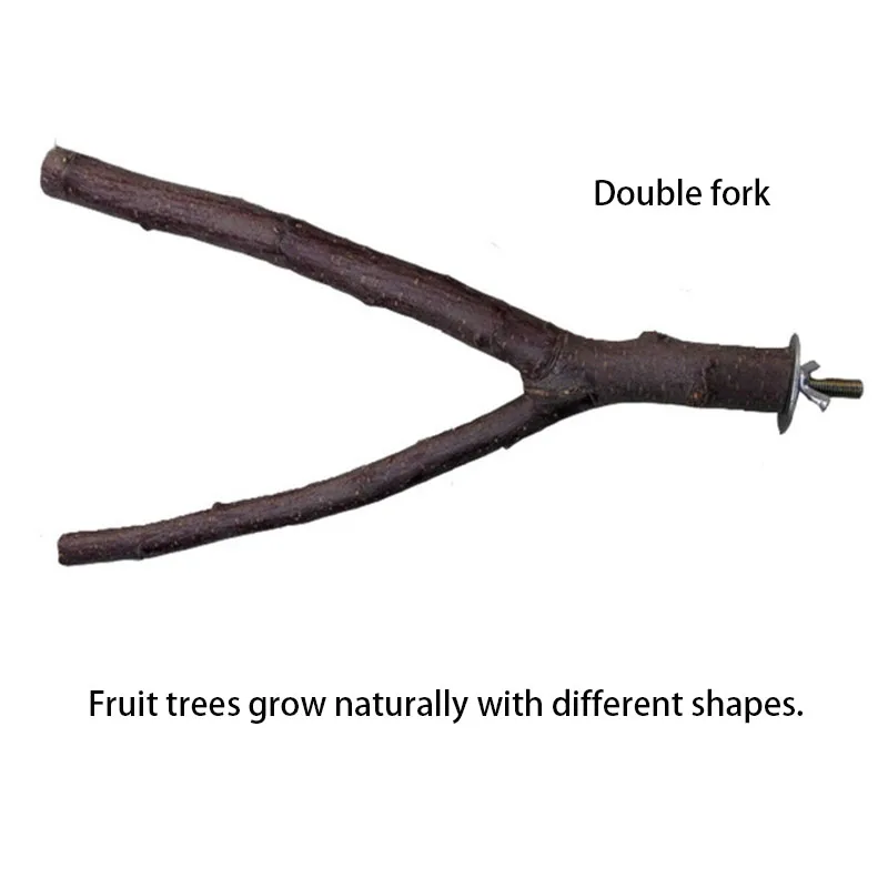 Natural Wood Pet Parrot Raw Wood Fork Tree Branch Stand Rack Squirrel Bird Hamster Branch Perches Chew Bite Toys Stick